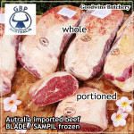 Beef BLADE Australia frozen daging sapi sampil CUBED-DADU RENDANG / CURRY BITE-SIZE 2cm 5/8" (price/pack 600g +/-50pcs) any brand in stock; GBP, WMPG, RALPHS or AMH